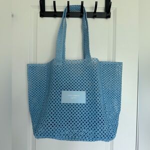 DOLCE & GABBANA | Light Blue Summer Woven Tote Bag